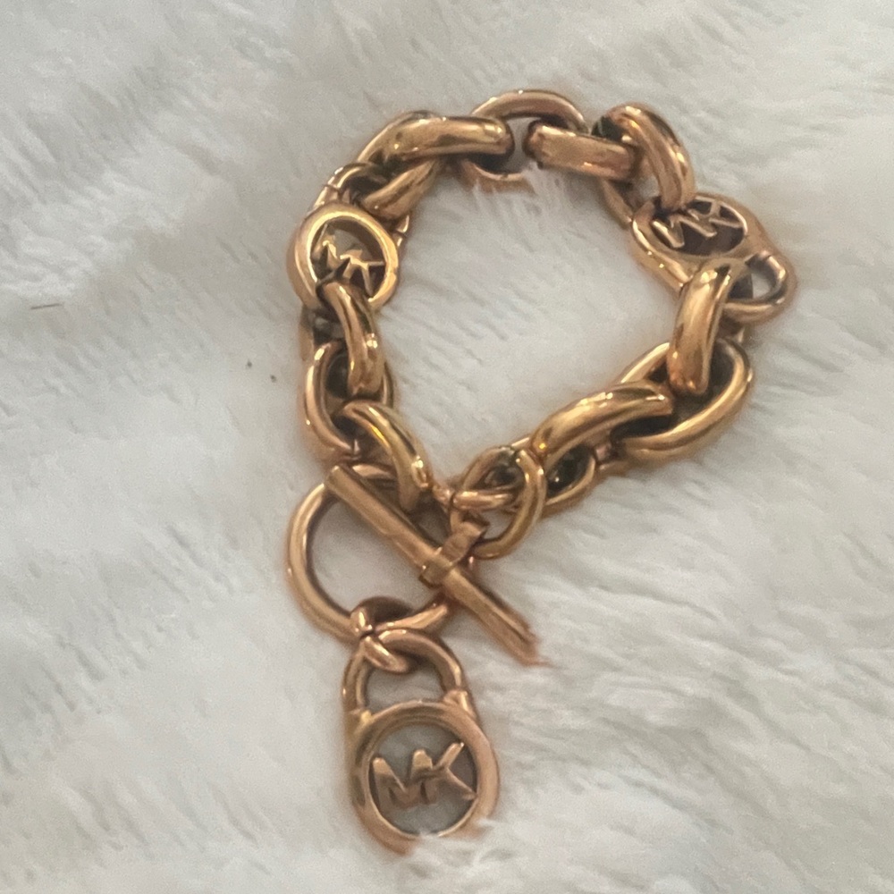 MICHAEL KORS MK Rose-Gold Logo link Bracelet